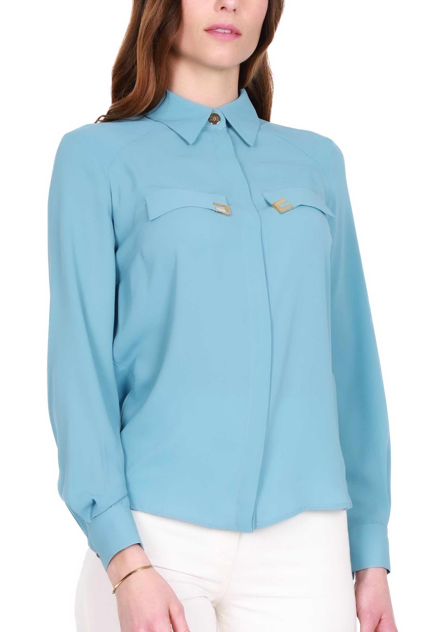 Elisabetta Franchi camicia elegante in georgette azzurro
