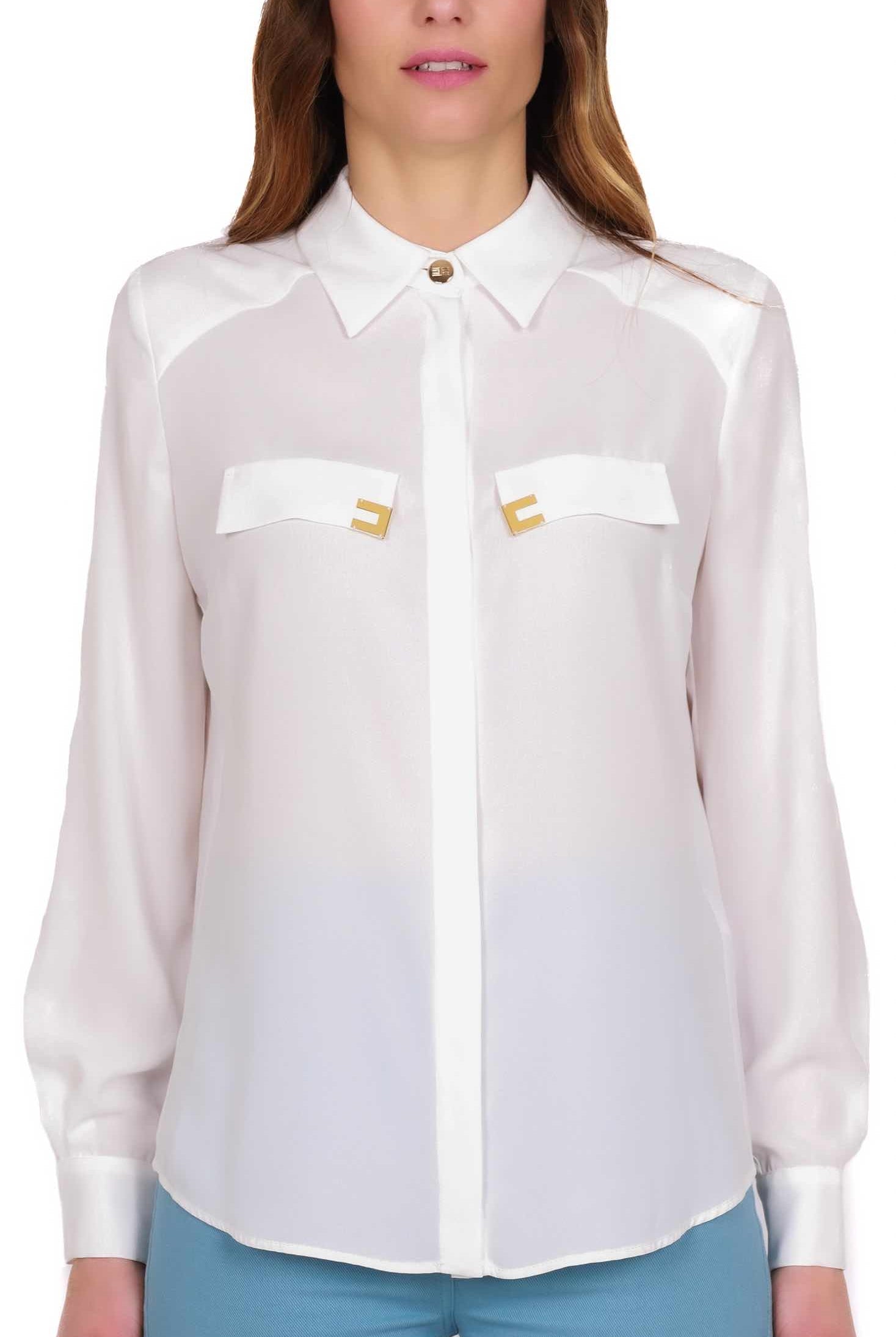 Elisabetta Franchi camicia elegante in georgette burro