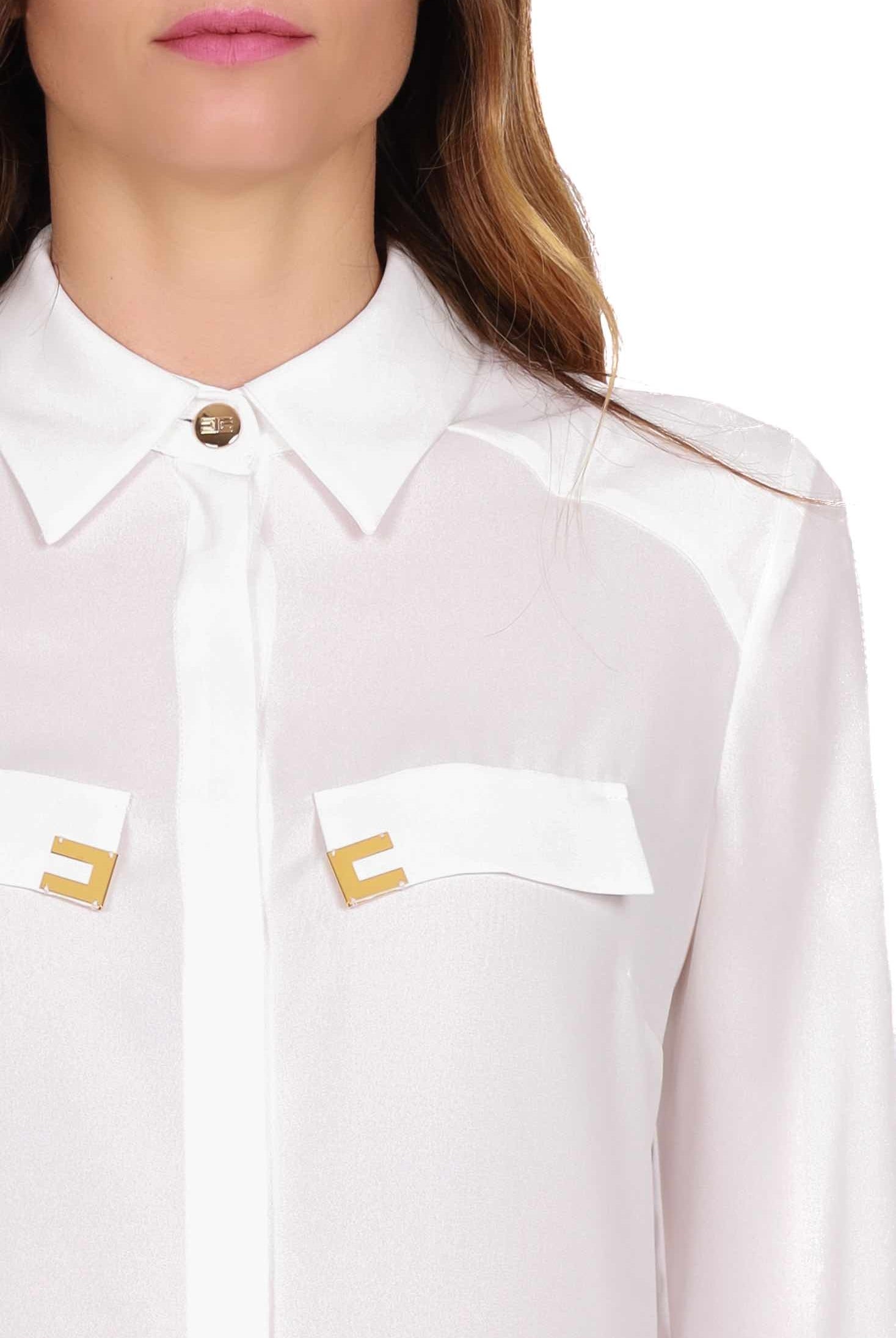 Elisabetta Franchi camicia elegante in georgette burro