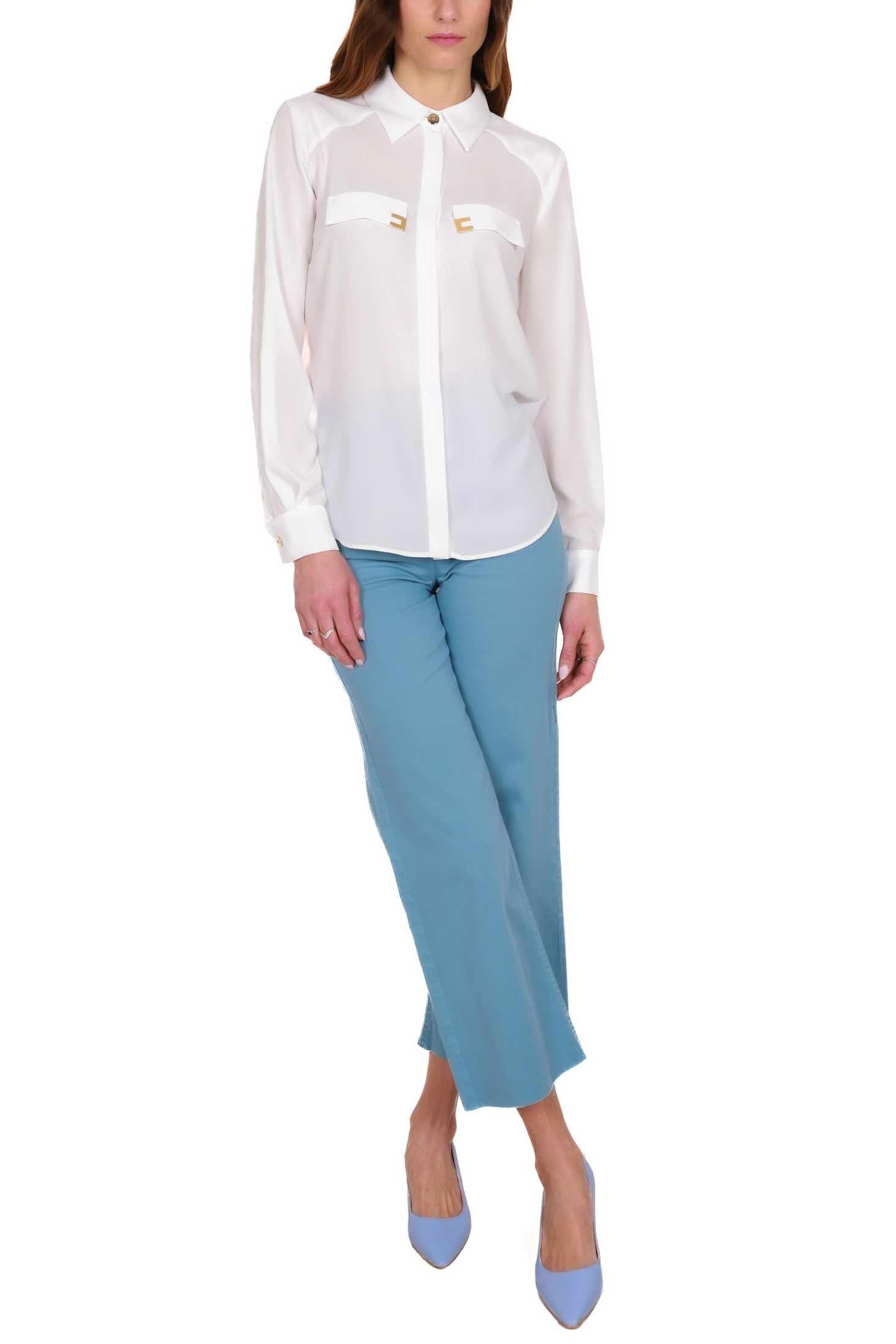 Elisabetta Franchi camicia elegante in georgette burro