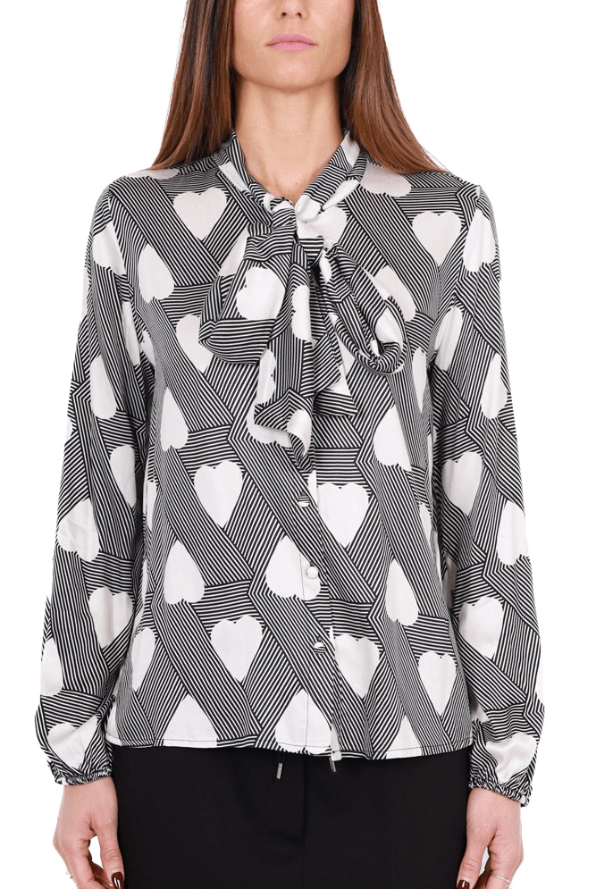 Dixie camicia fantasia con fiocco nero