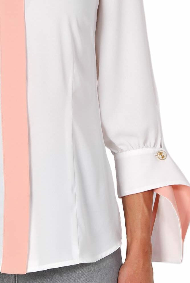 Elisabetta Franchi camicia georgette con dettagli colore a contrasto bianco