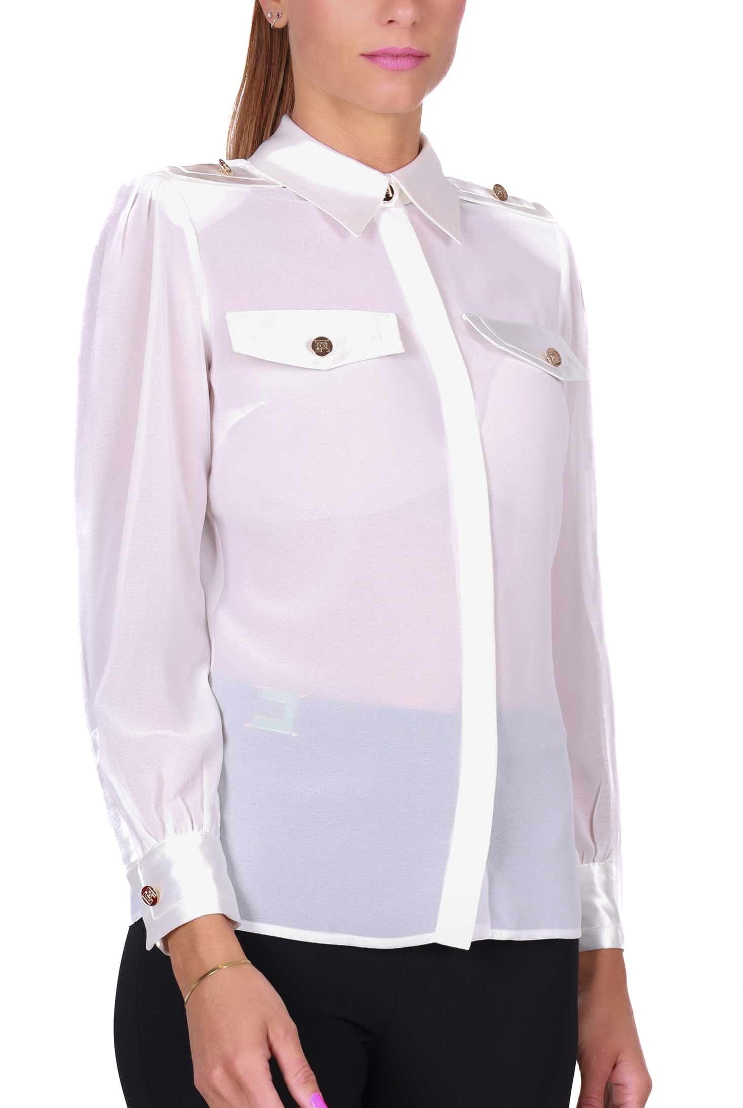 Elisabetta Franchi camicia in georgette con mostrine bianco