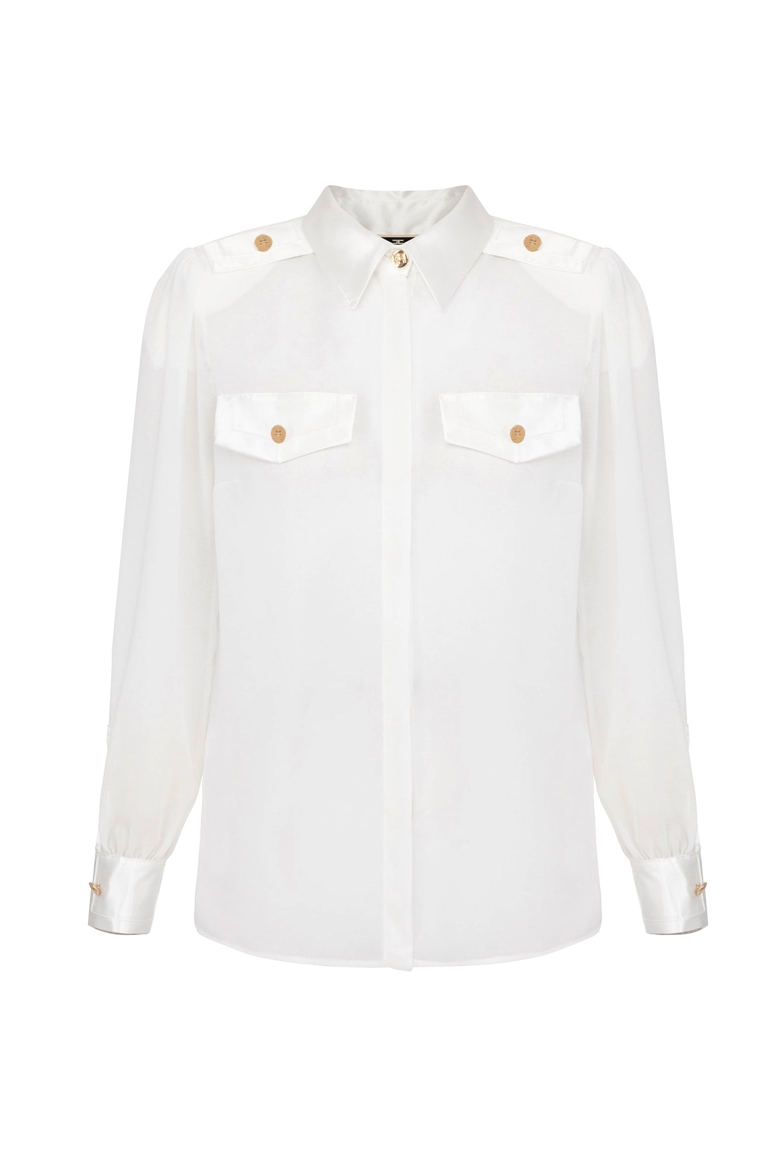Elisabetta Franchi camicia in georgette con mostrine bianco