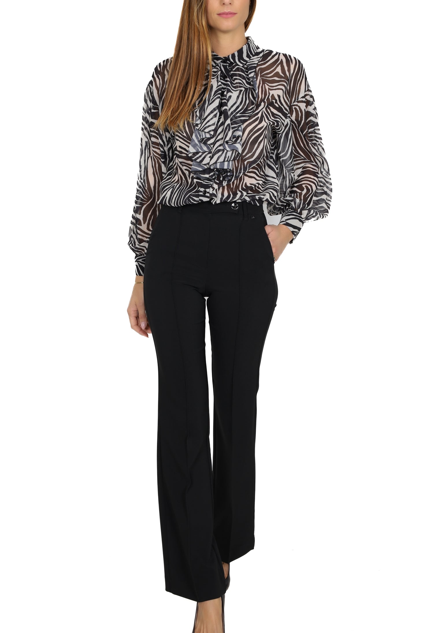 Vicolo camicia in georgette fantasia animalier nero