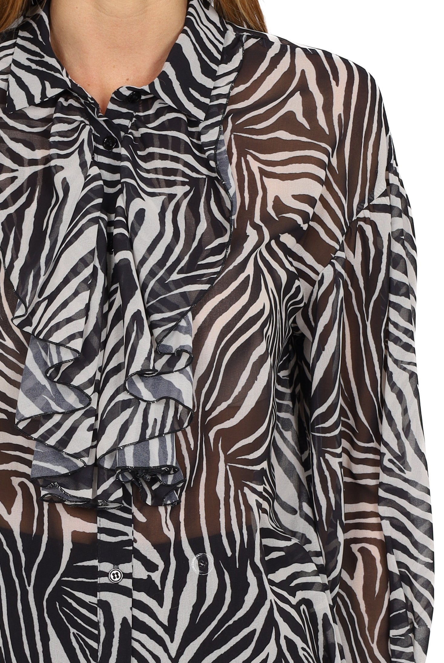 Vicolo camicia in georgette fantasia animalier nero