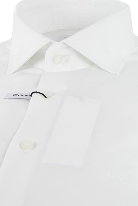 Ck Uomo camicia in popeline cotone doppio ritorto stretch bianco
