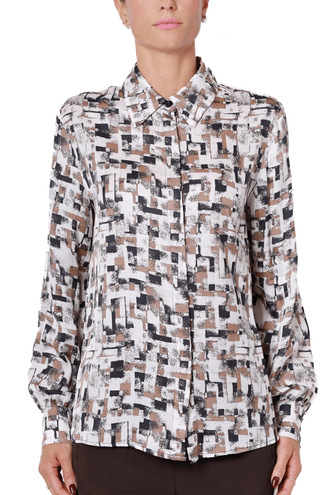 Liu Jo White camicia in raso fantasia marrone