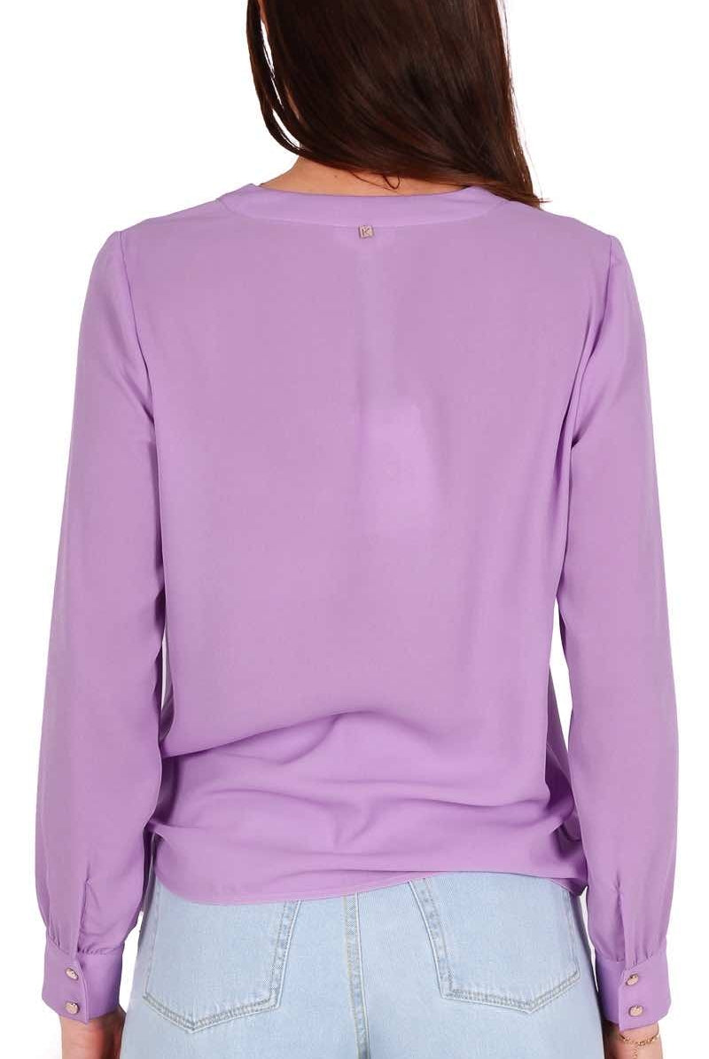 Kocca camicia incrociata sul davanti con fiocco lilla