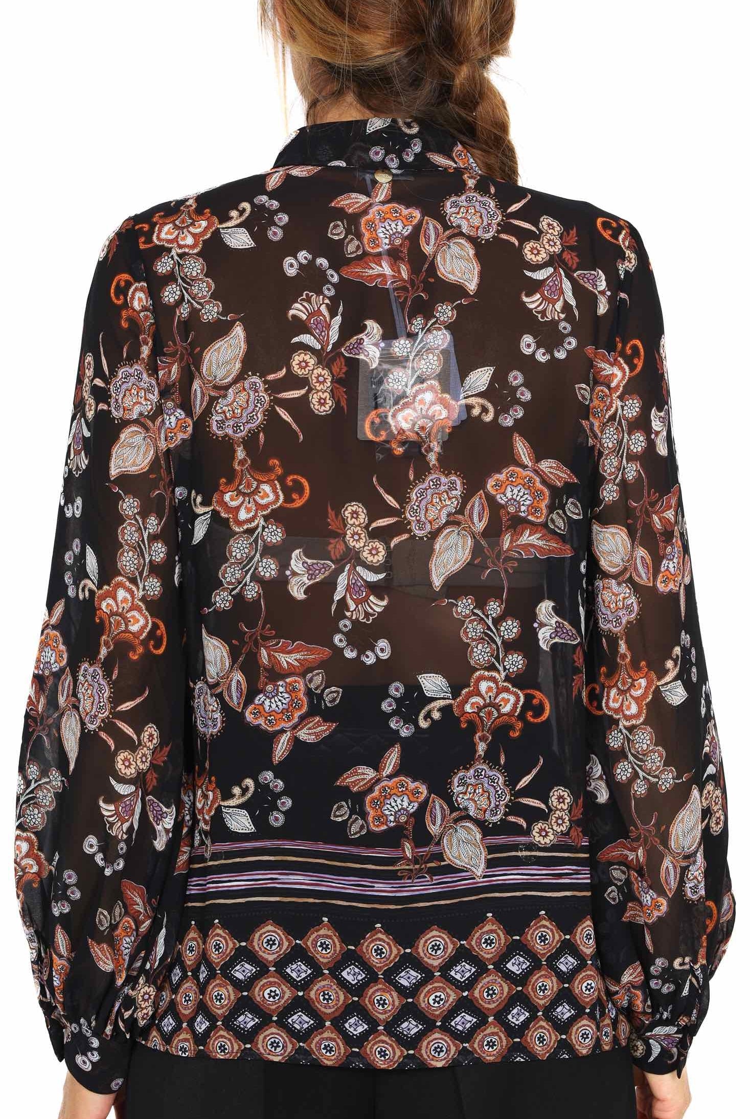 Liu Jo White camicia manica lunga in georgette fantasia