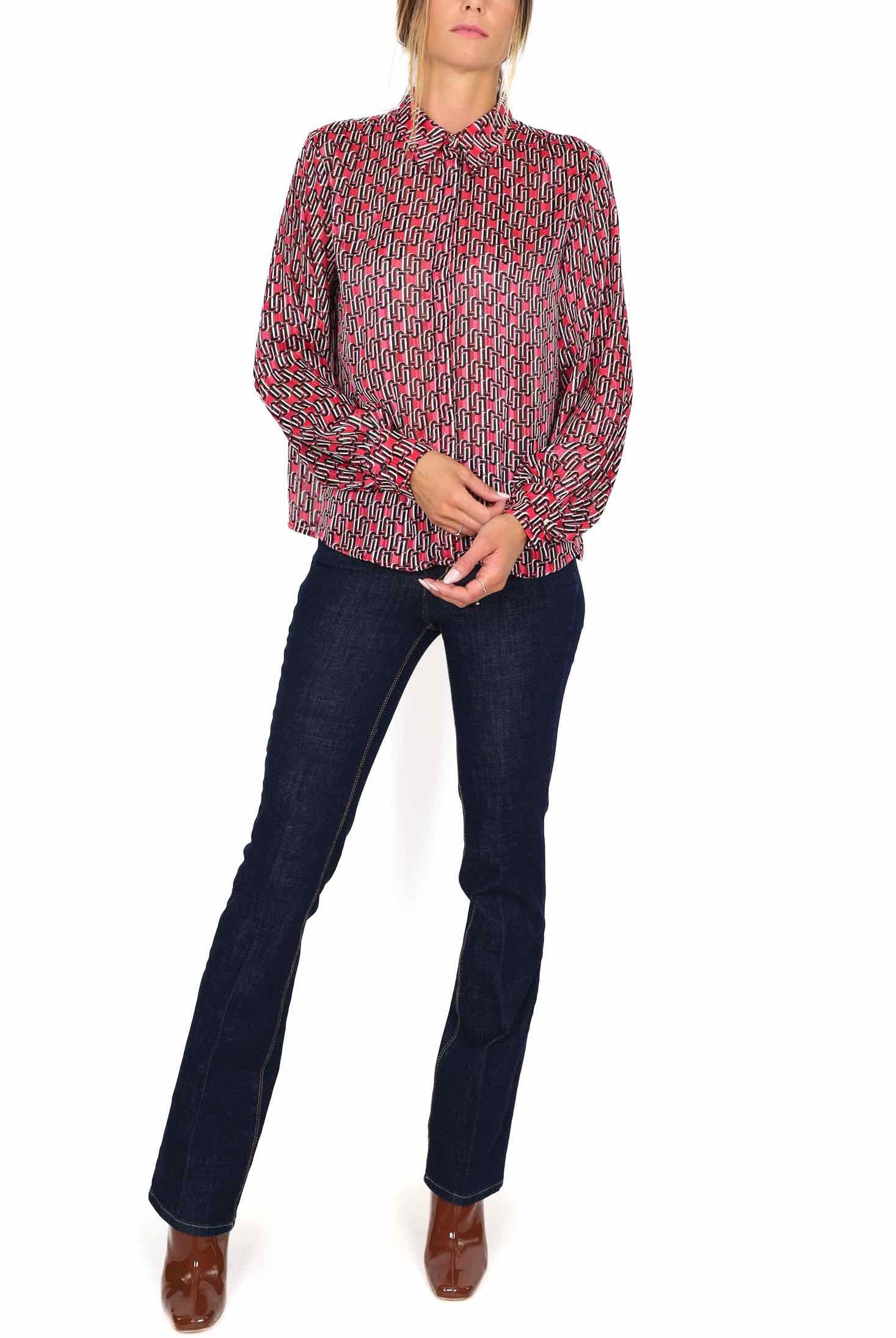 Liu Jo Black camicia manica lunga in georgette fantasia