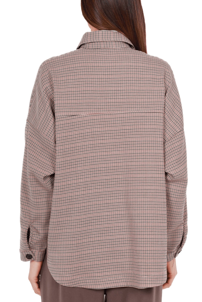 Dixie camicia oversize a quadri cammello