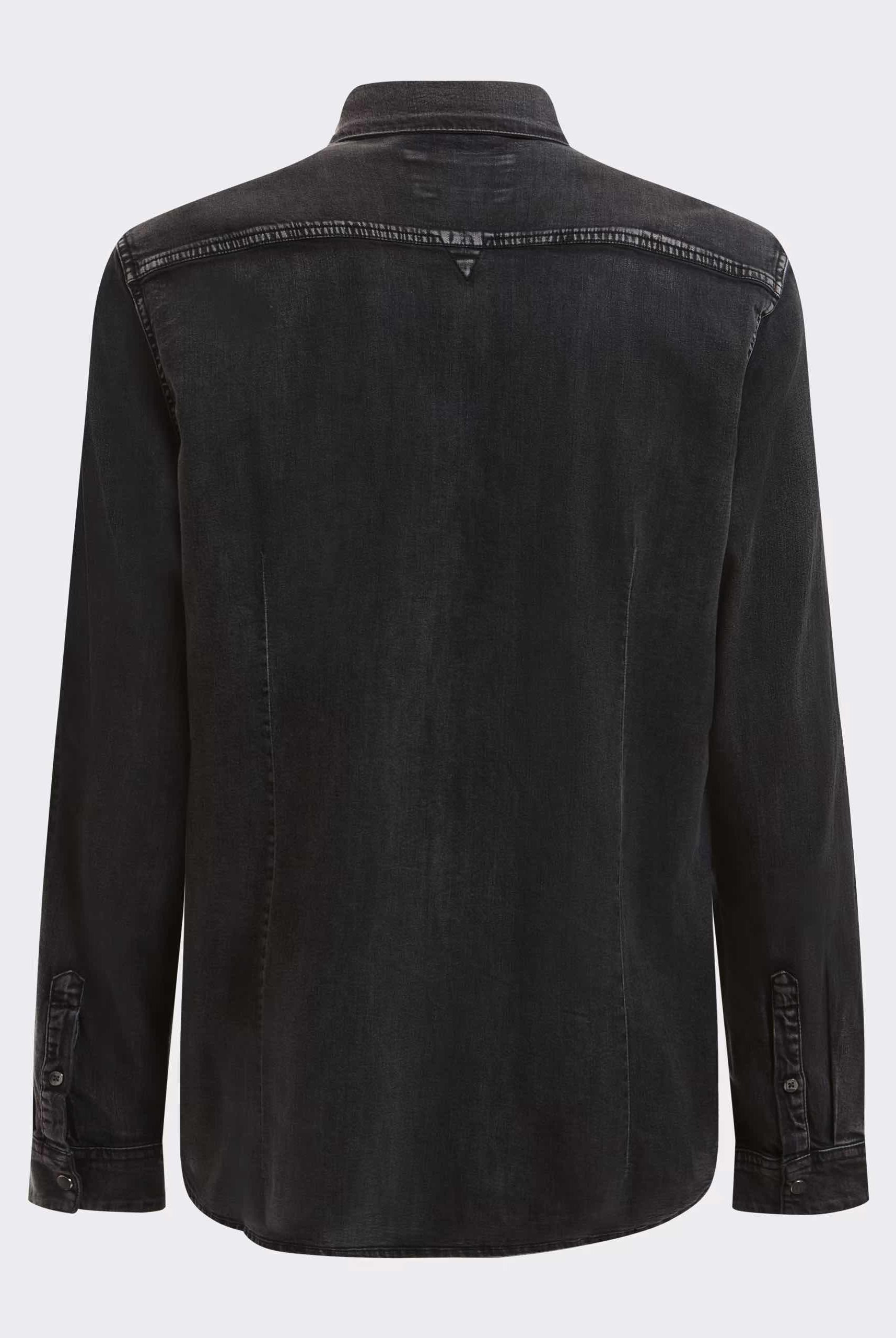 Guess Uomo camicia uomo manica lunga in jeans nero