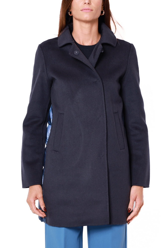 Bomboogie cappotto donna in panno e nylon blu