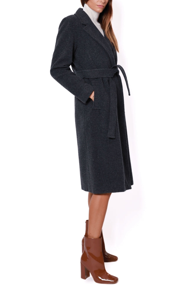 Emme Marella cappotto in panno con cintura grigio