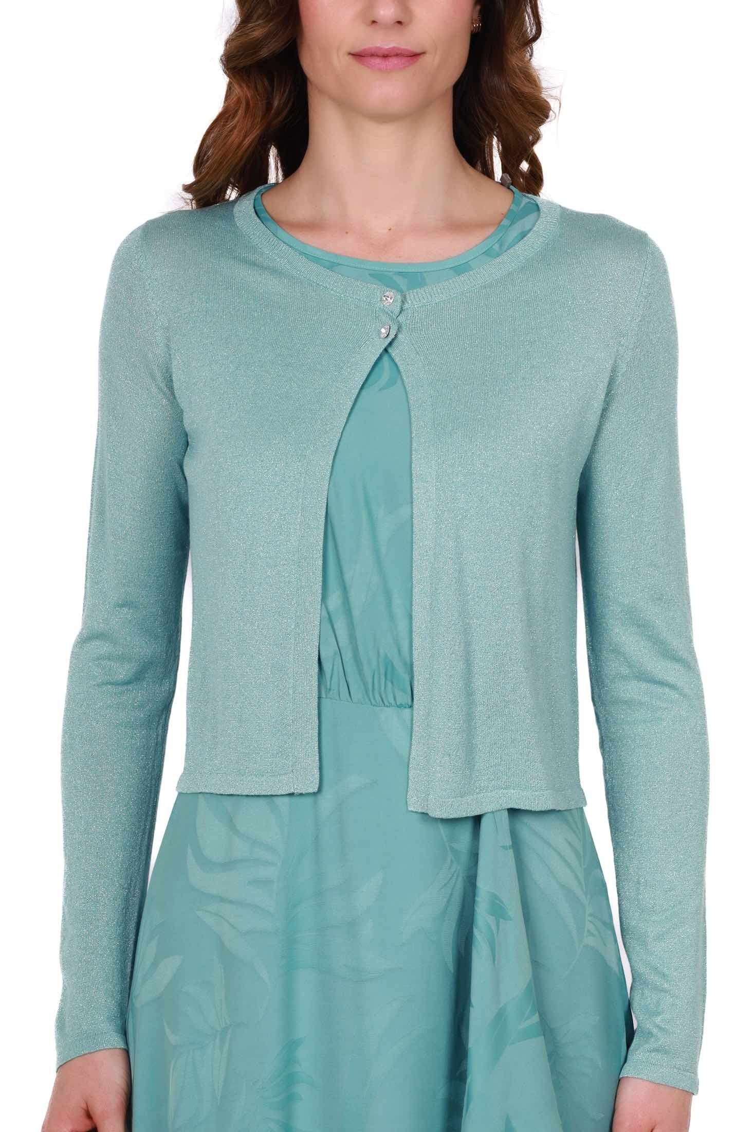 Pennyblack cardigan corto in viscosa e lurex verde