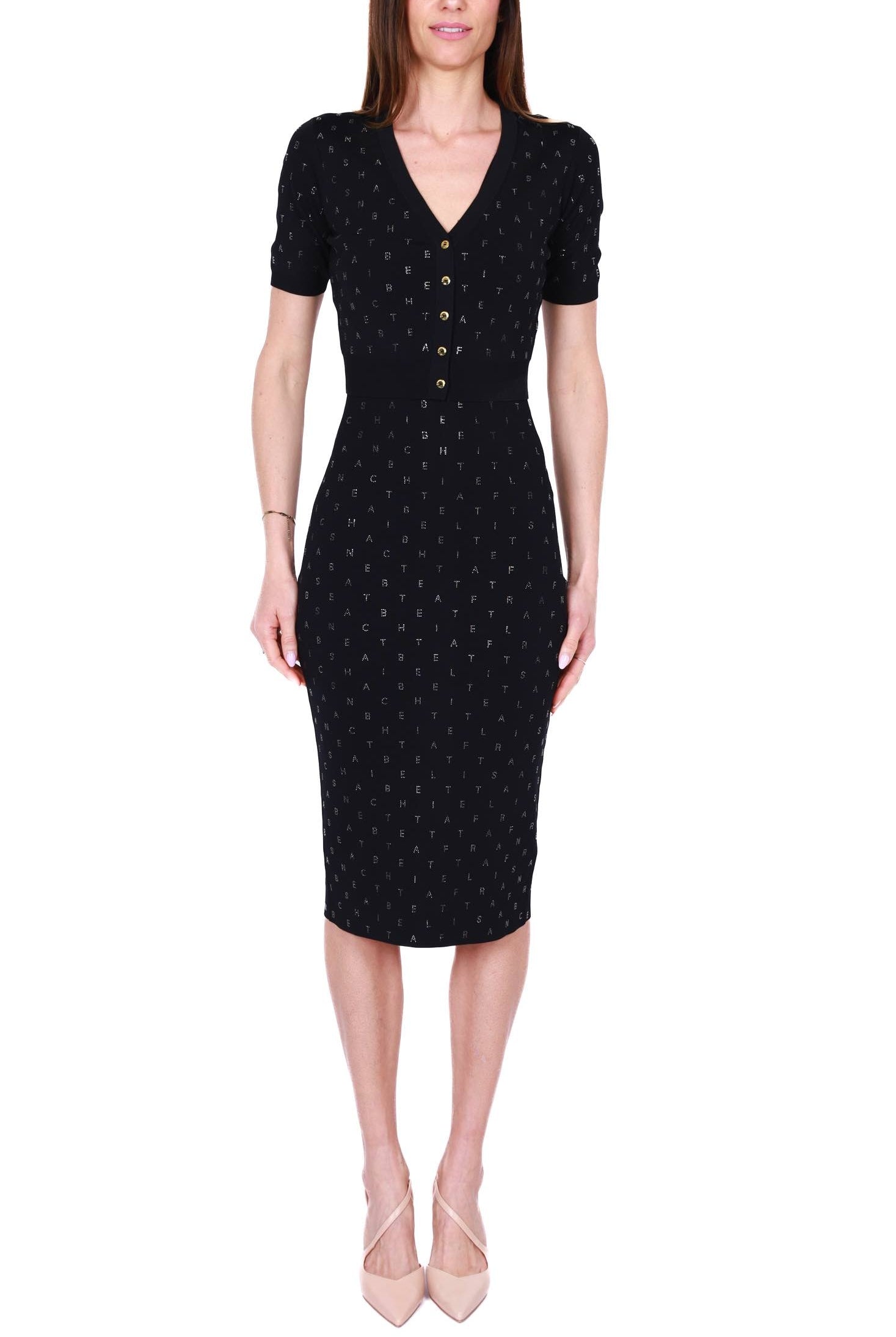 Elisabetta Franchi cardigan cropped in maglina di viscosa nero