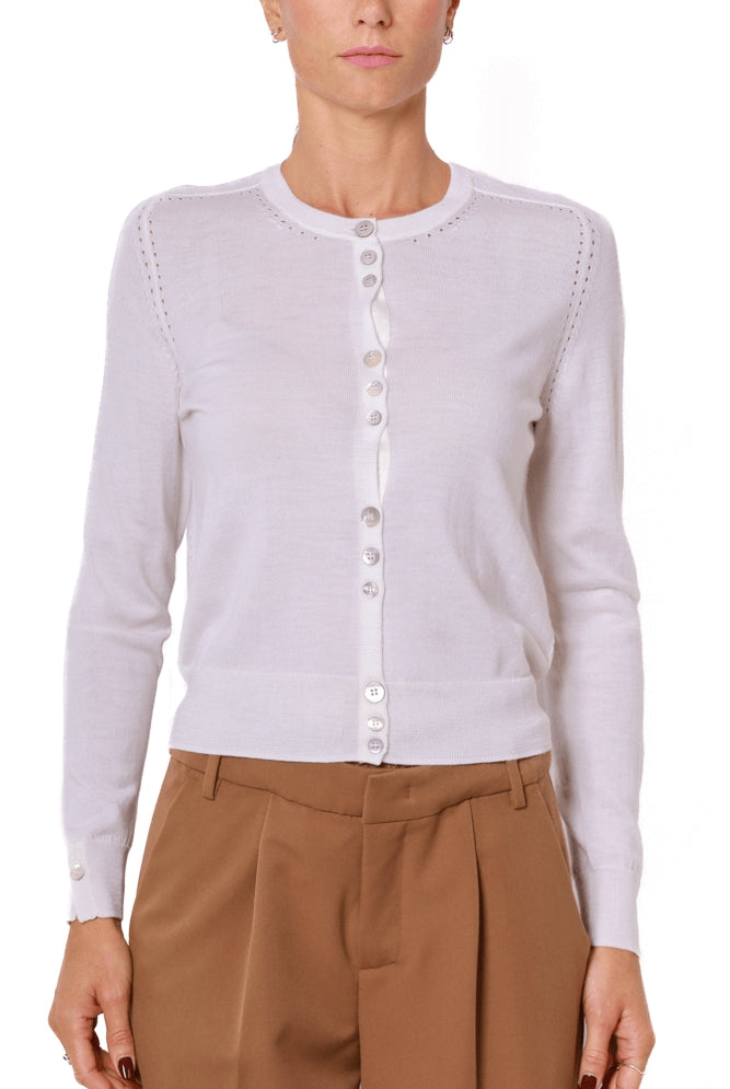 Liu Jo Black cardigan girocollo in lana merino burro