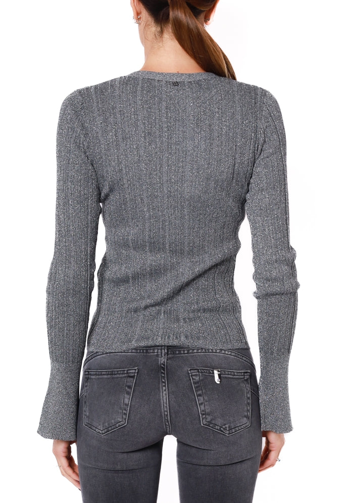 Liu Jo White cardigan in maglia di viscosa e lurex grigio