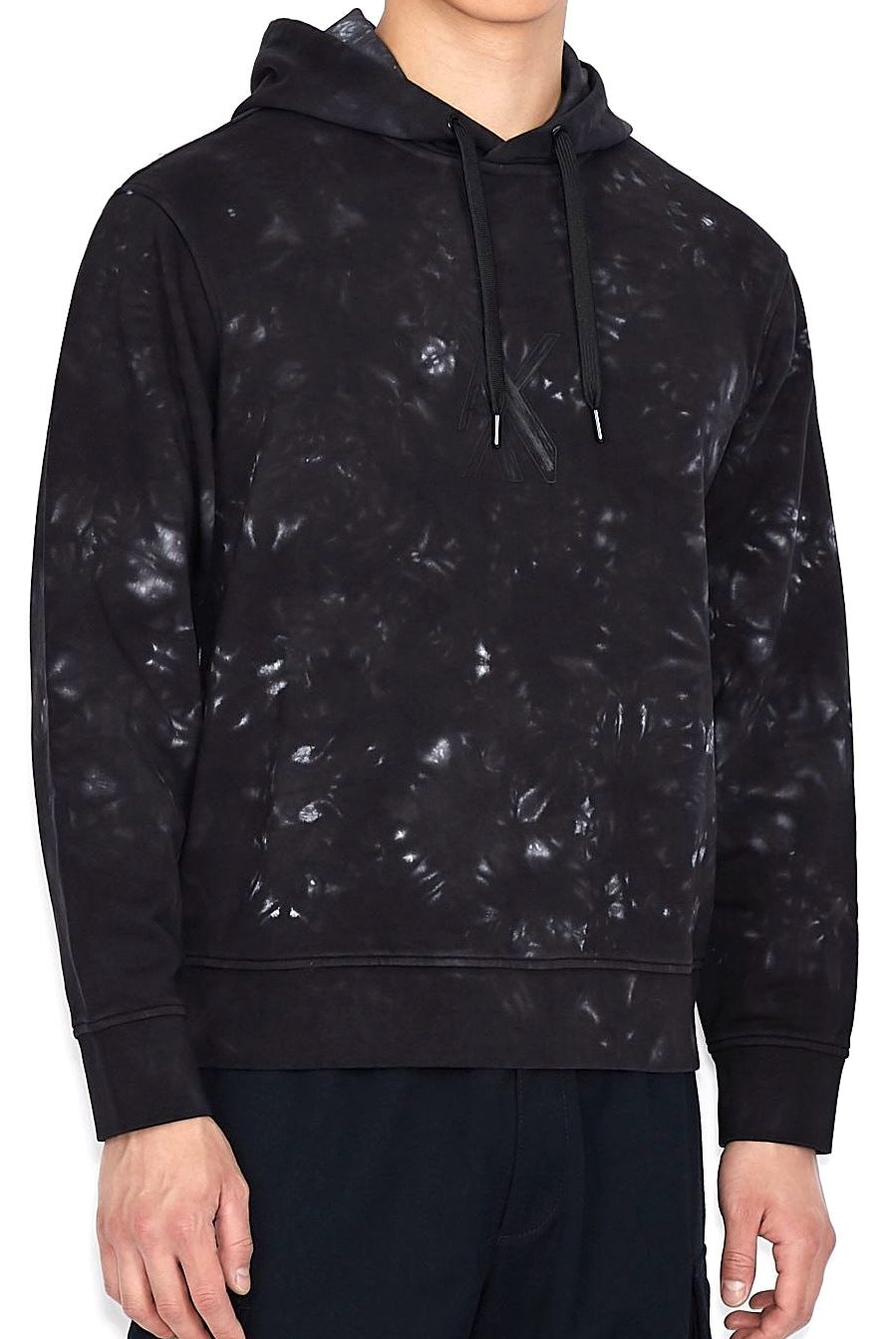 Ax Uomo felpa cappuccio con logo tono su tono nero