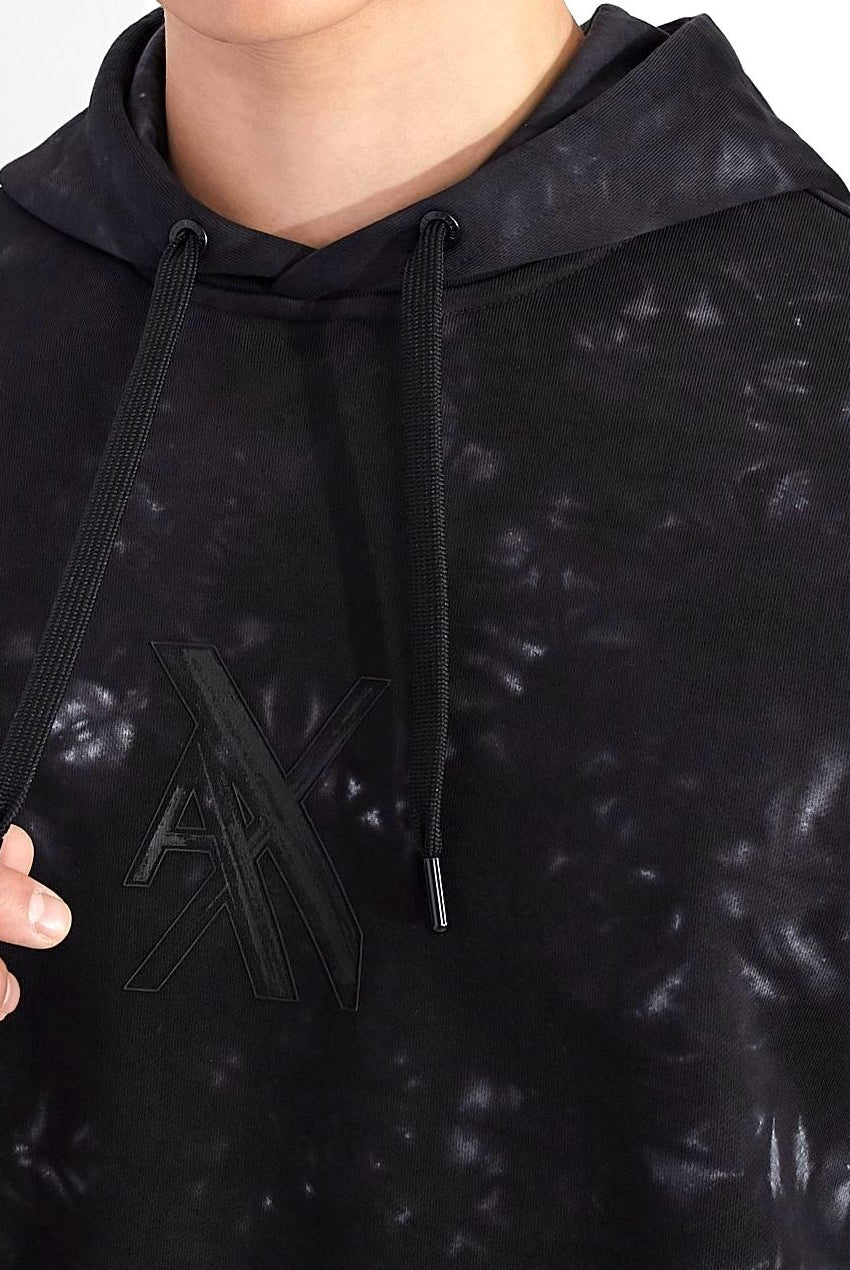 Ax Uomo felpa cappuccio con logo tono su tono nero