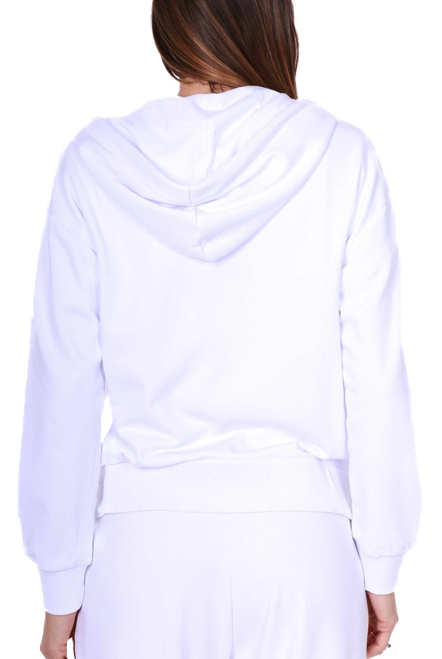 Ax Donna felpa cappuccio con zip bianco