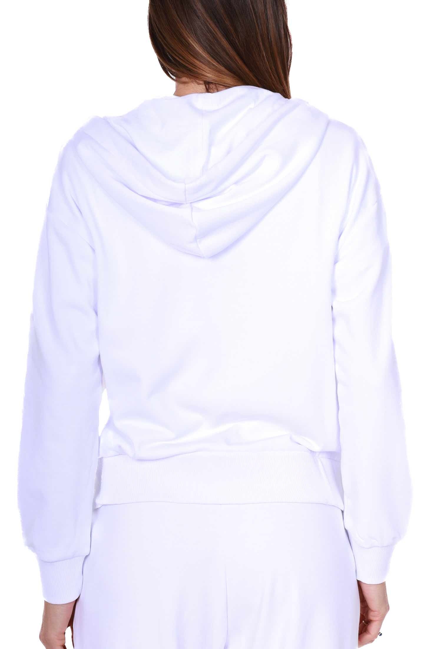 Ax Donna felpa cappuccio con zip bianco