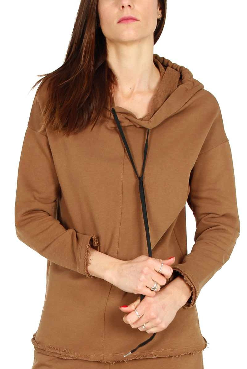 Le Streghe felpa con cappuccio orlo unfinished coccio