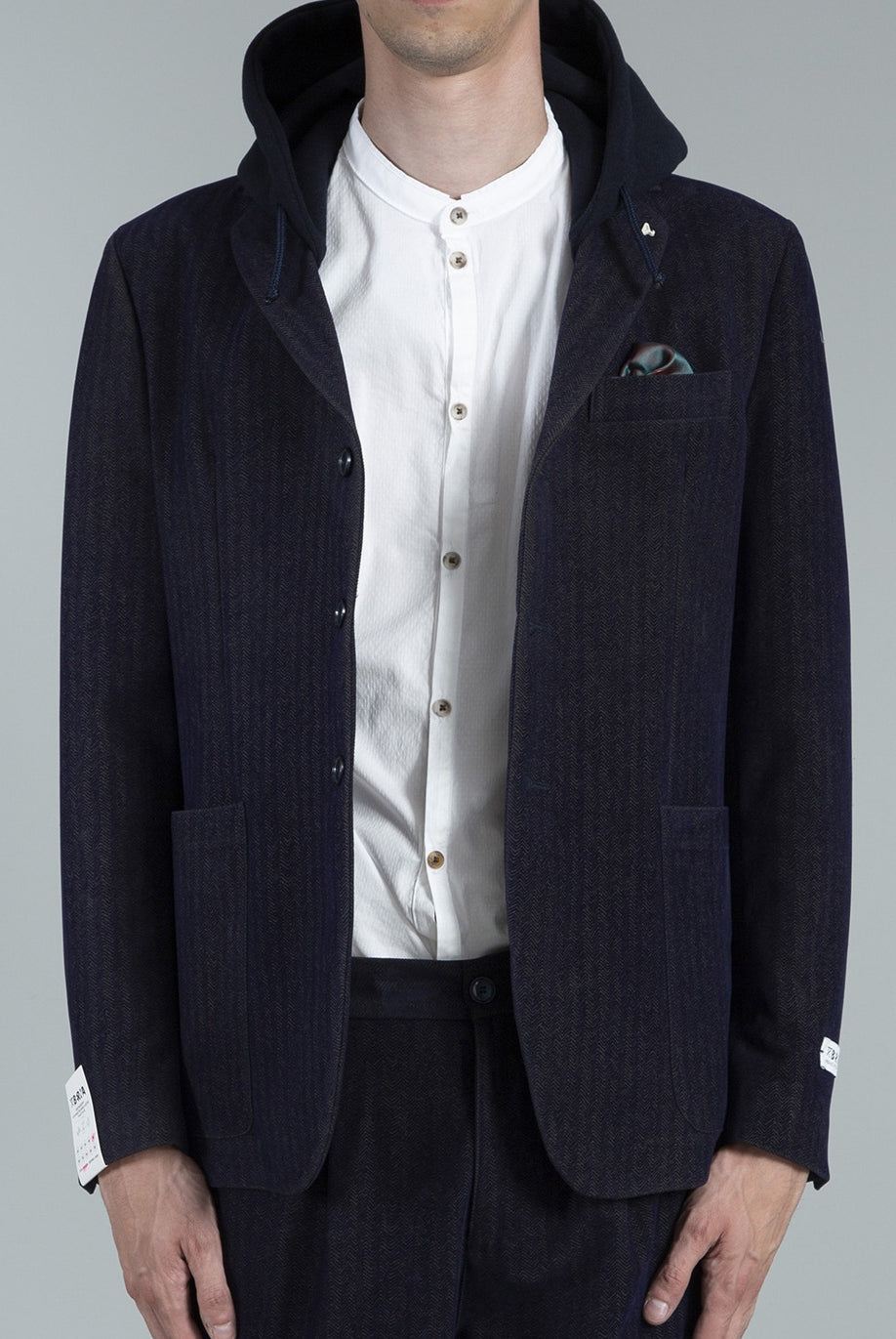 Berna giacca blazer con cappuccio blu