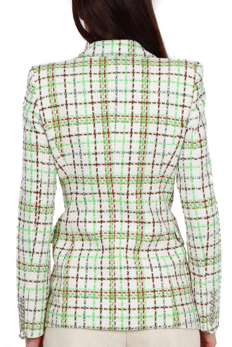 Vicolo giacca blazer doppiopetto a quadri bianco
