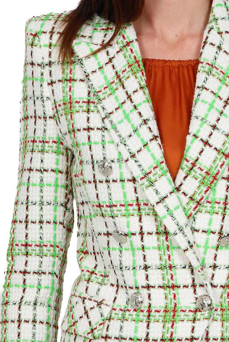 Vicolo giacca blazer doppiopetto a quadri bianco