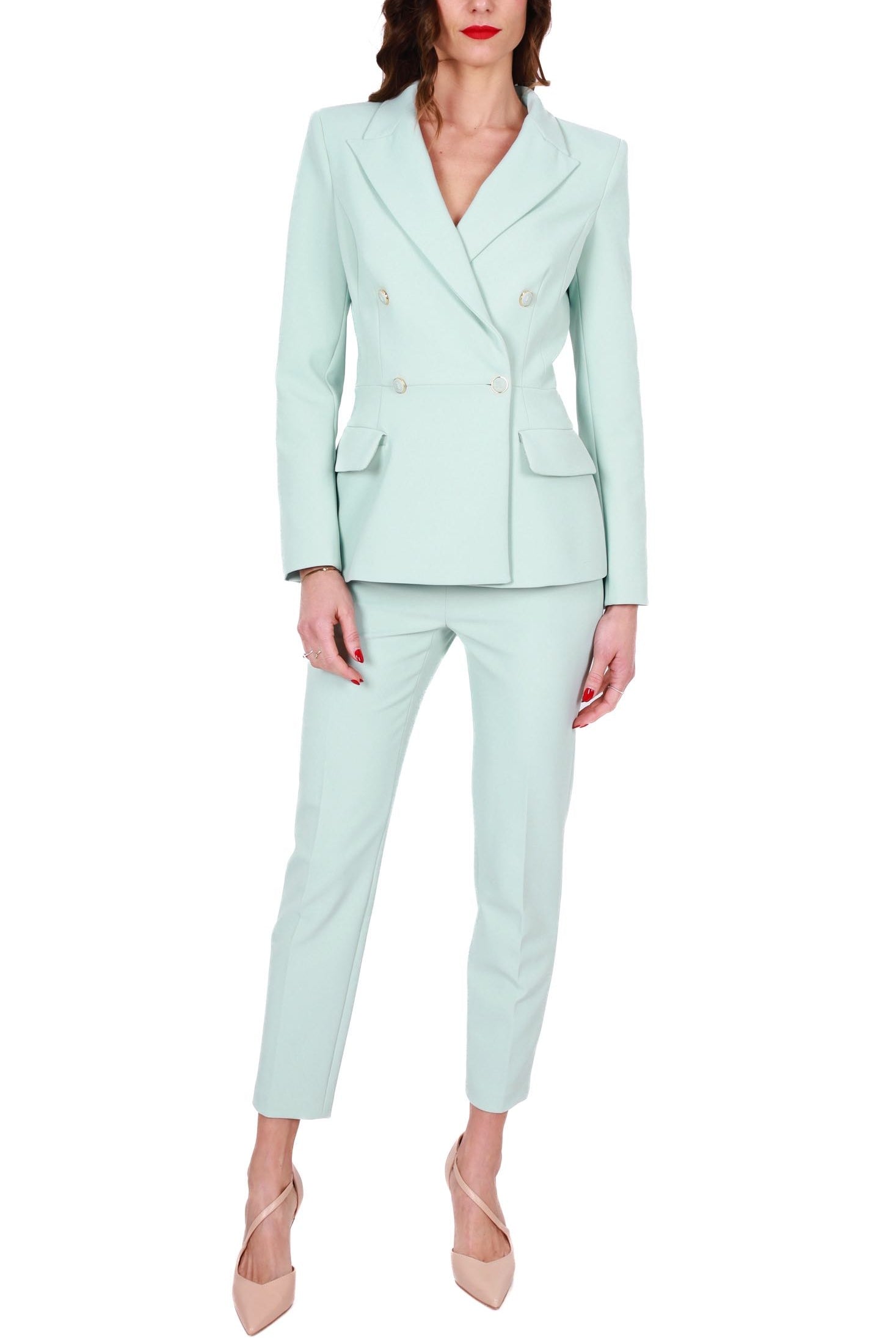 Elisabetta Franchi giacca blazer doppiopetto in crÈpe verde