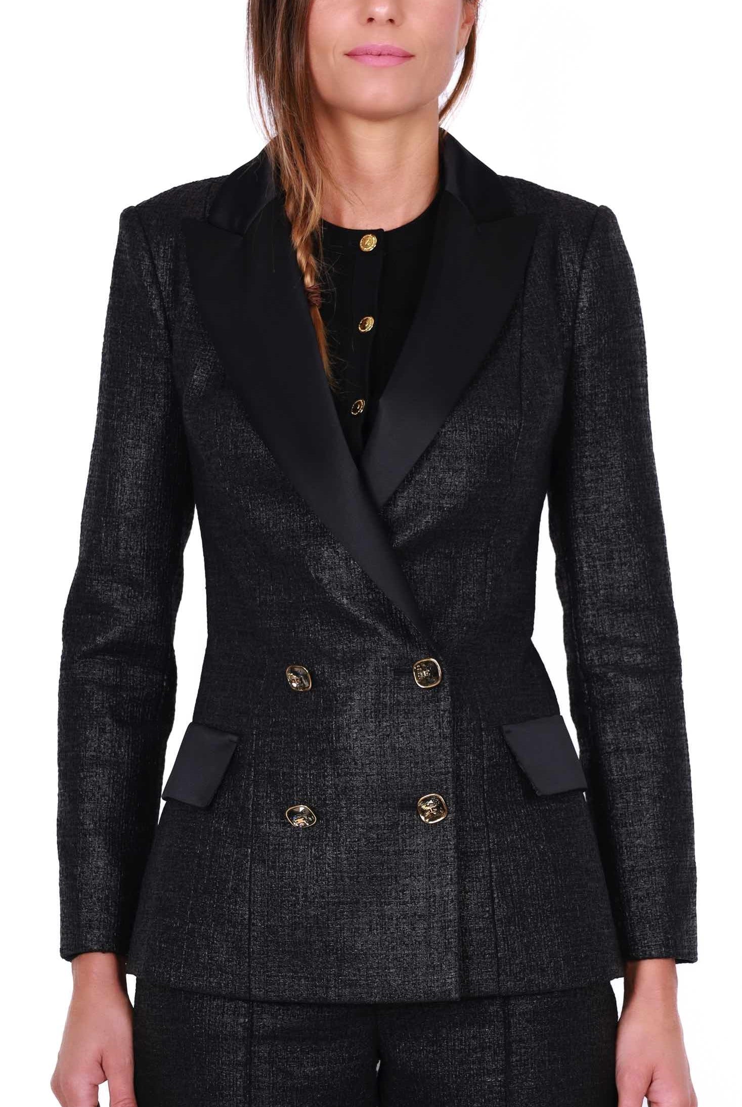 Elisabetta Franchi giacca blazer doppiopetto nero