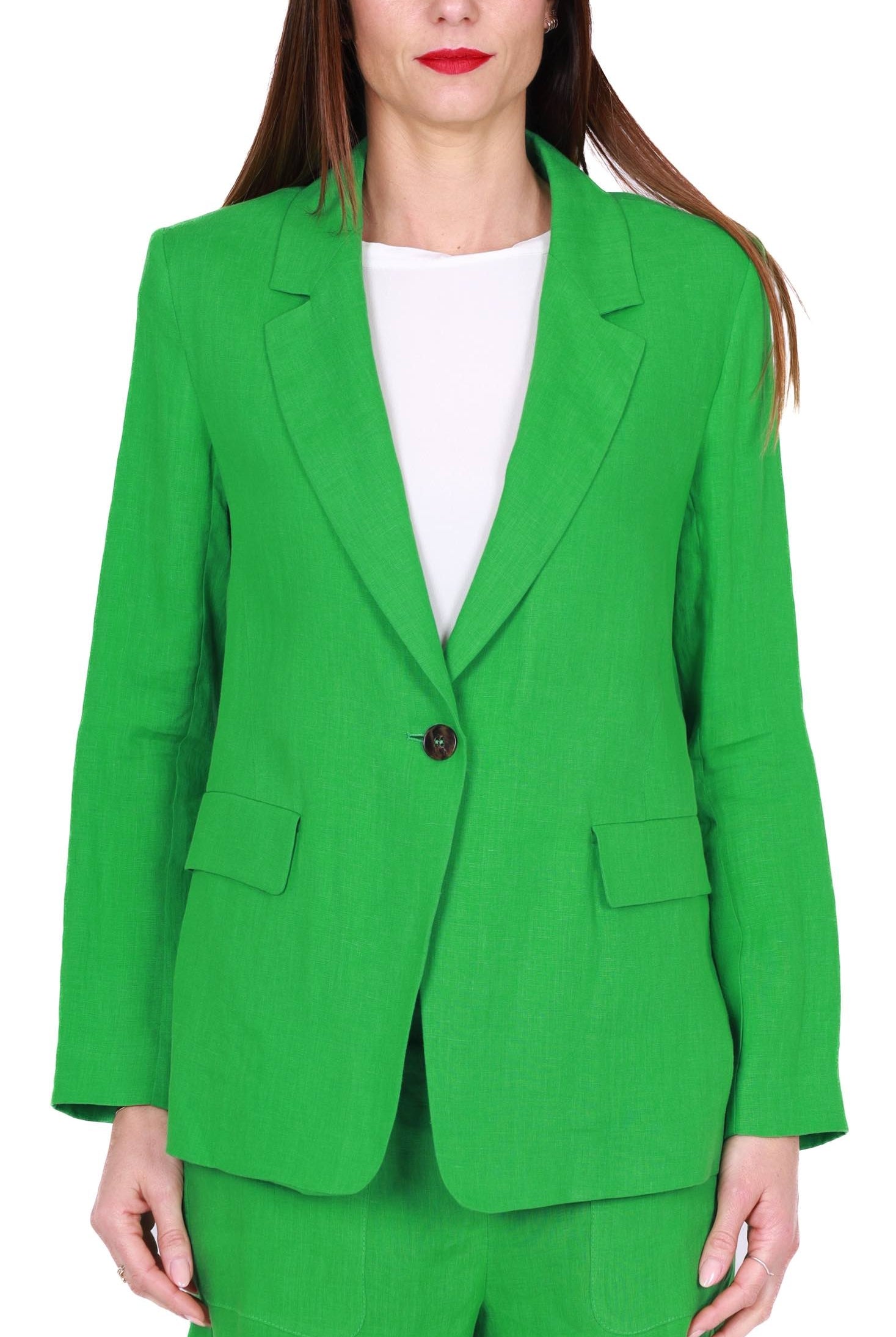 Emme Marella giacca blazer in puro lino verde