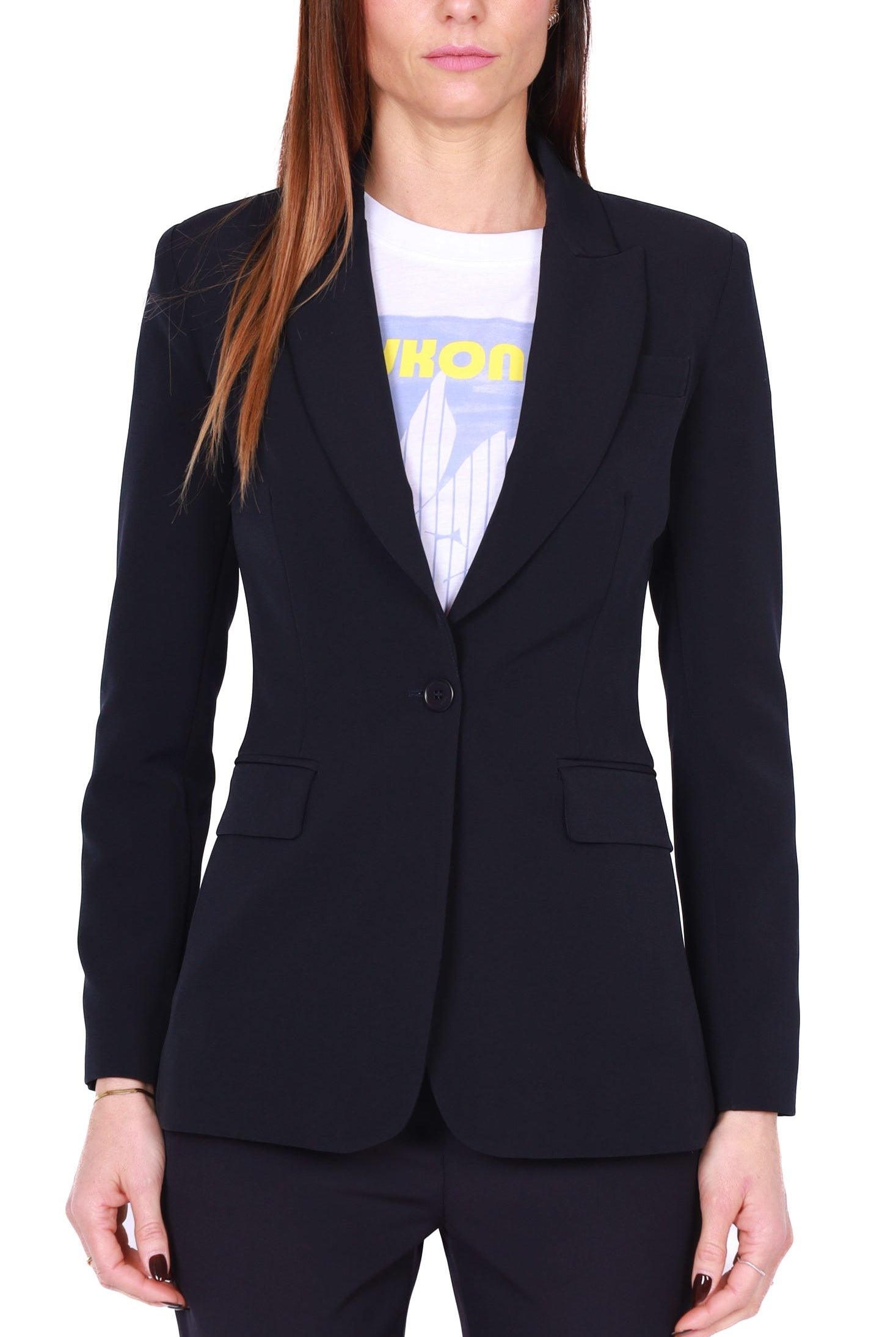 Liu Jo White giacca blazer in tessuto tecnico blu