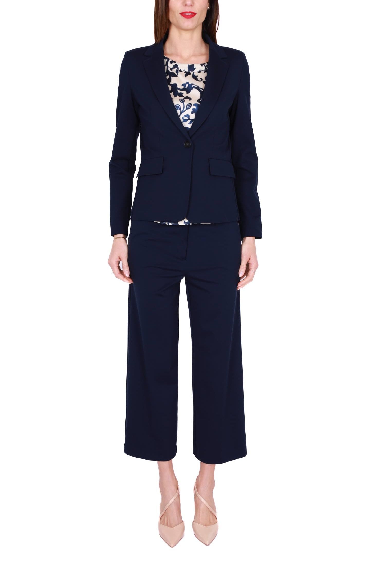 Emme Marella giacca blazer monopetto in jersey blu