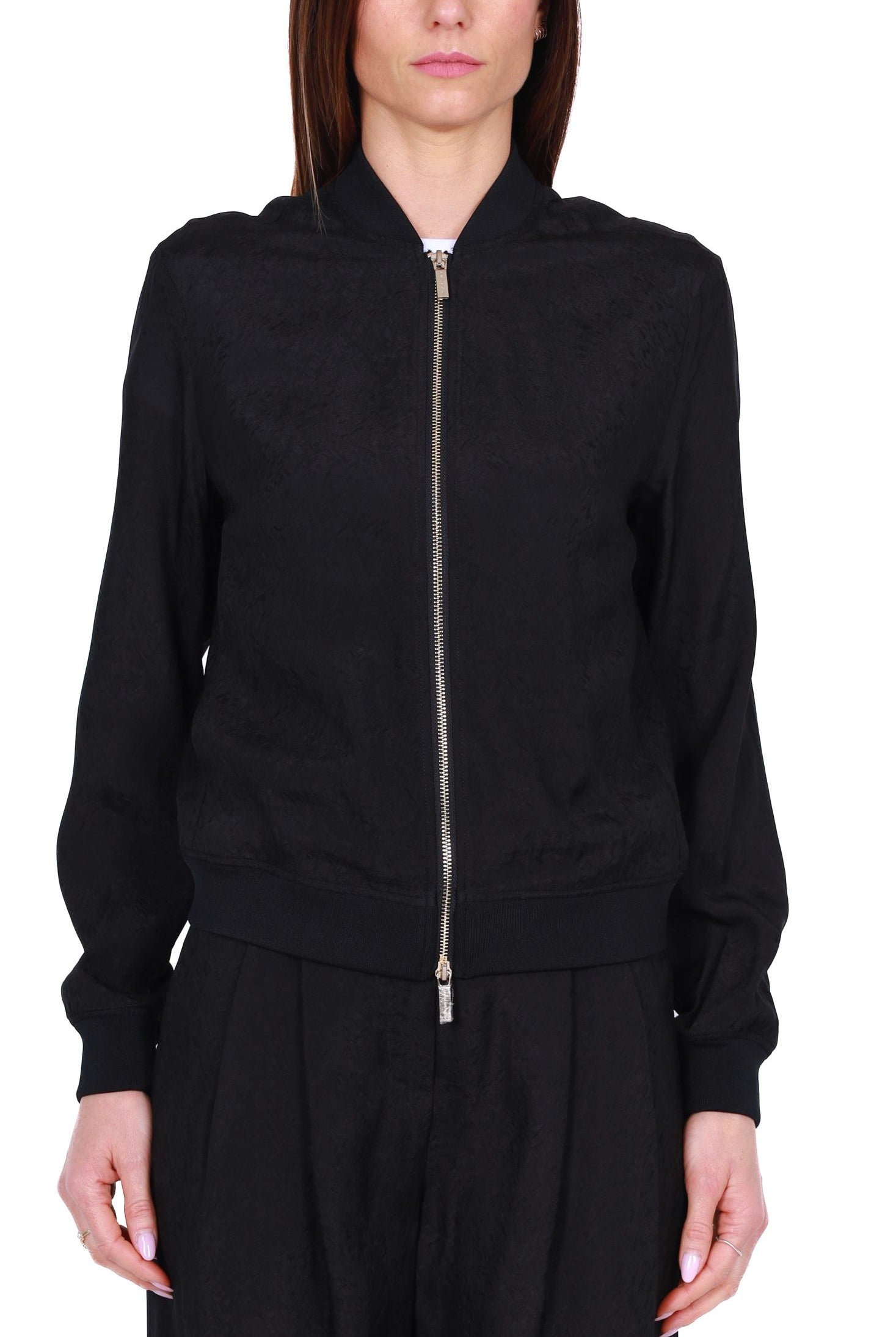 Ax Donna giacca bomber tessuto di viscosa nero