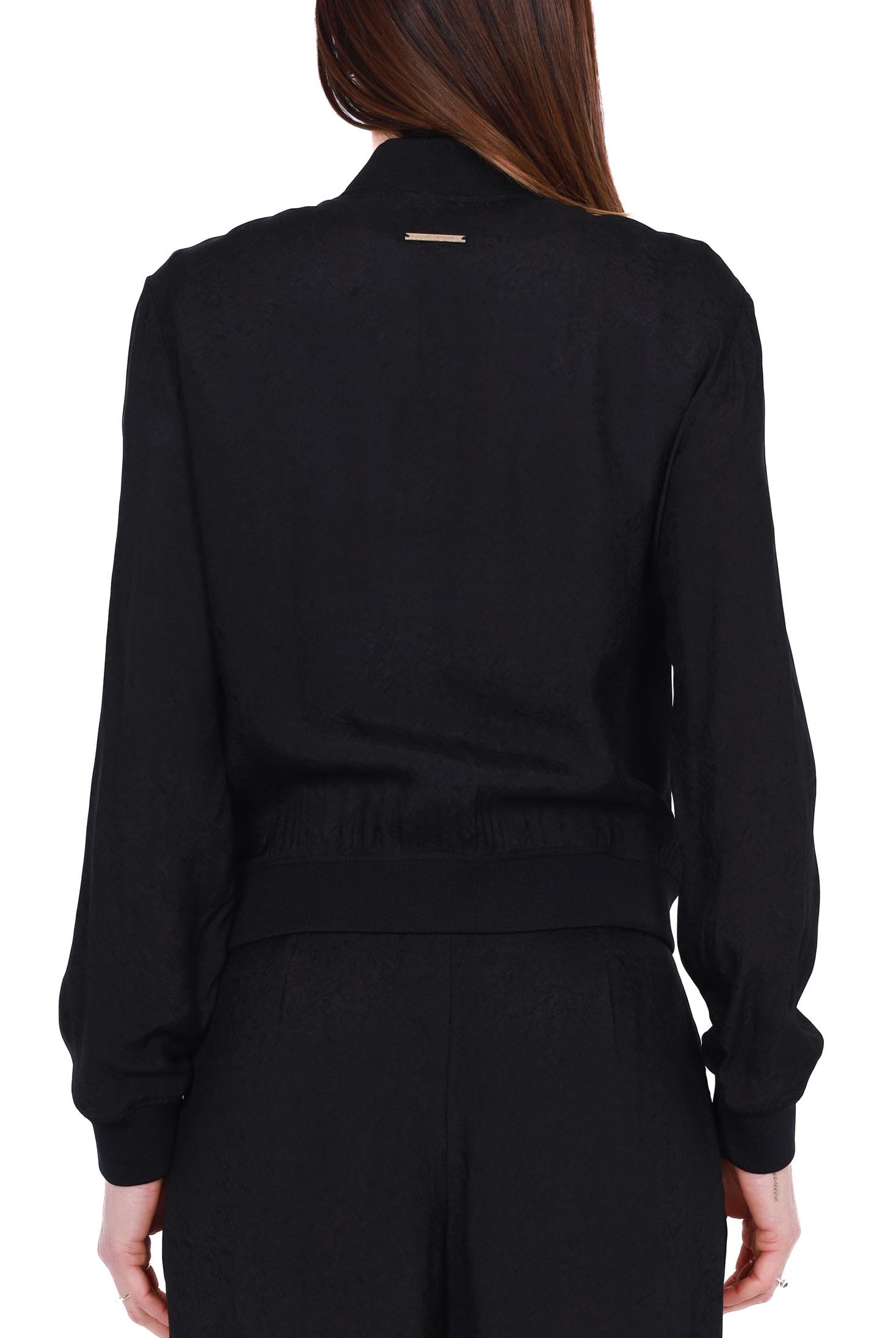 Ax Donna giacca bomber tessuto di viscosa nero