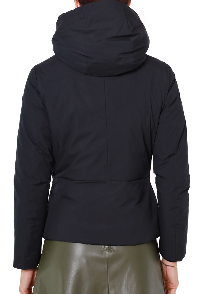 Censured giacca corta imbottita con cappuccio nero