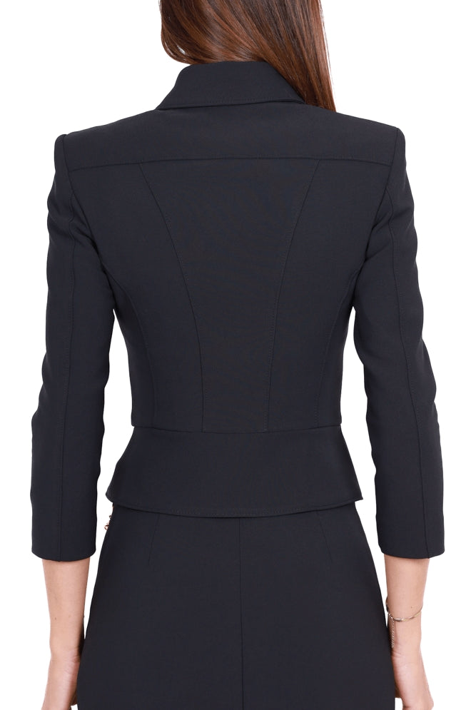 Elisabetta Franchi giacca corta in crÈpe con zip nero