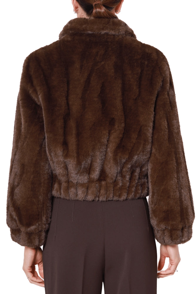 Liu Jo White giacca corta in pelliccia ecologica marrone
