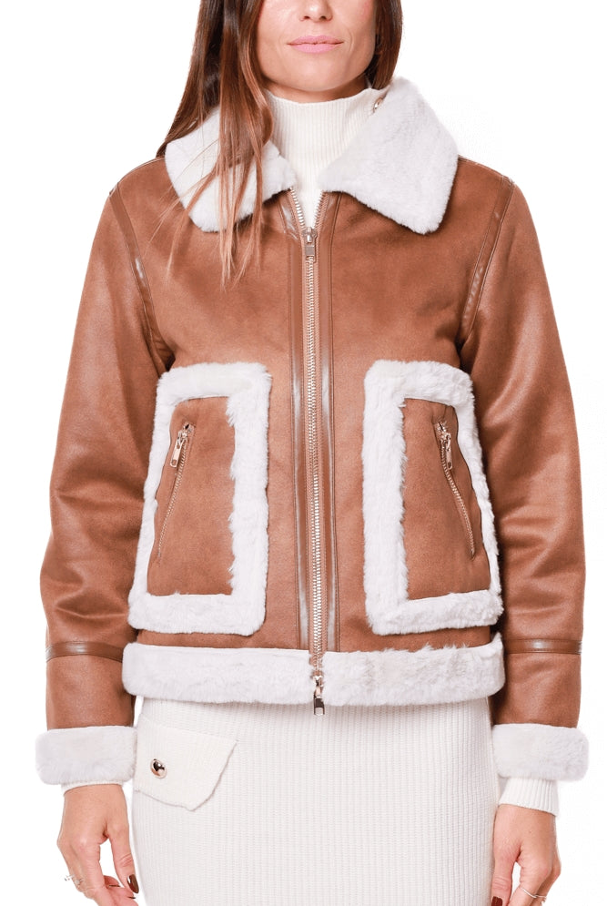 Censured giacca donna in ecomontone cognac