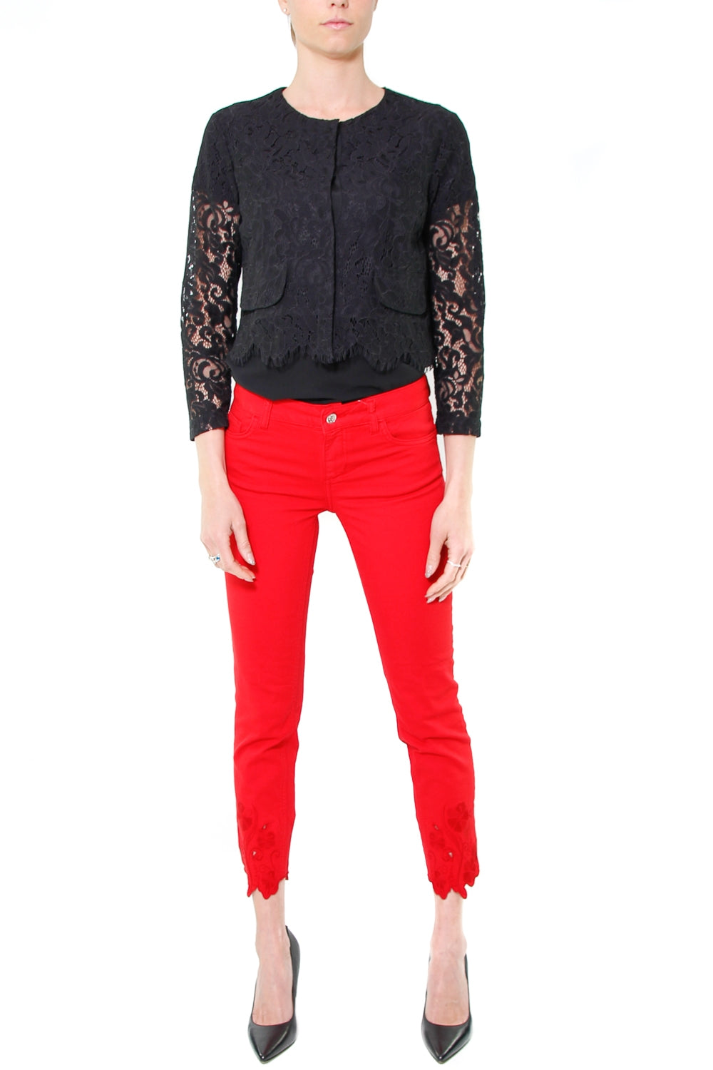 Liu Jo Black giacca girocollo corta in pizzo nero