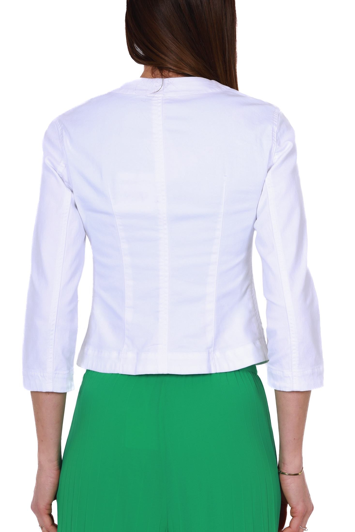 Blu Denim giacca girocollo in denim bianco