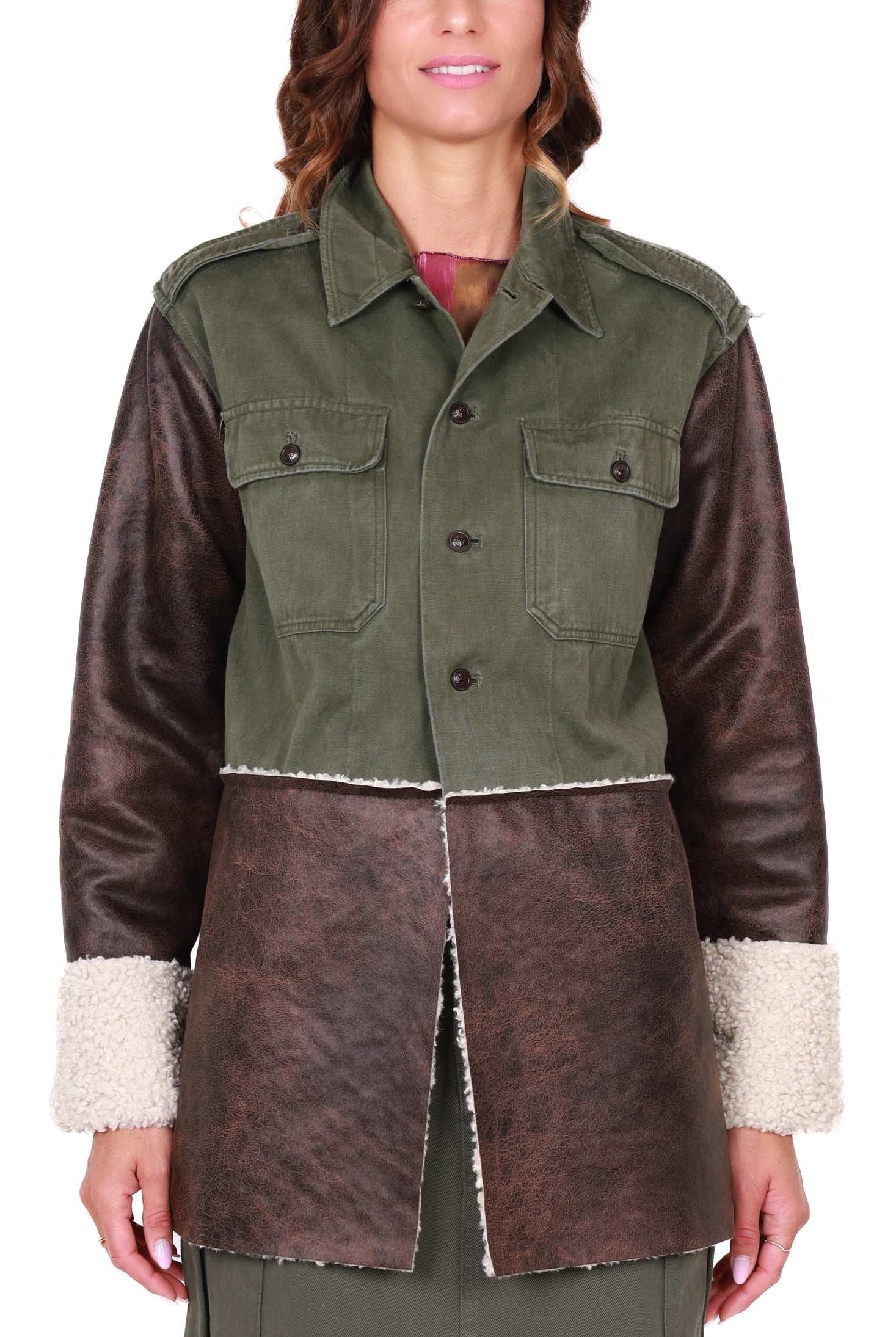 Dixie giacca in cotone e ecomontone verde