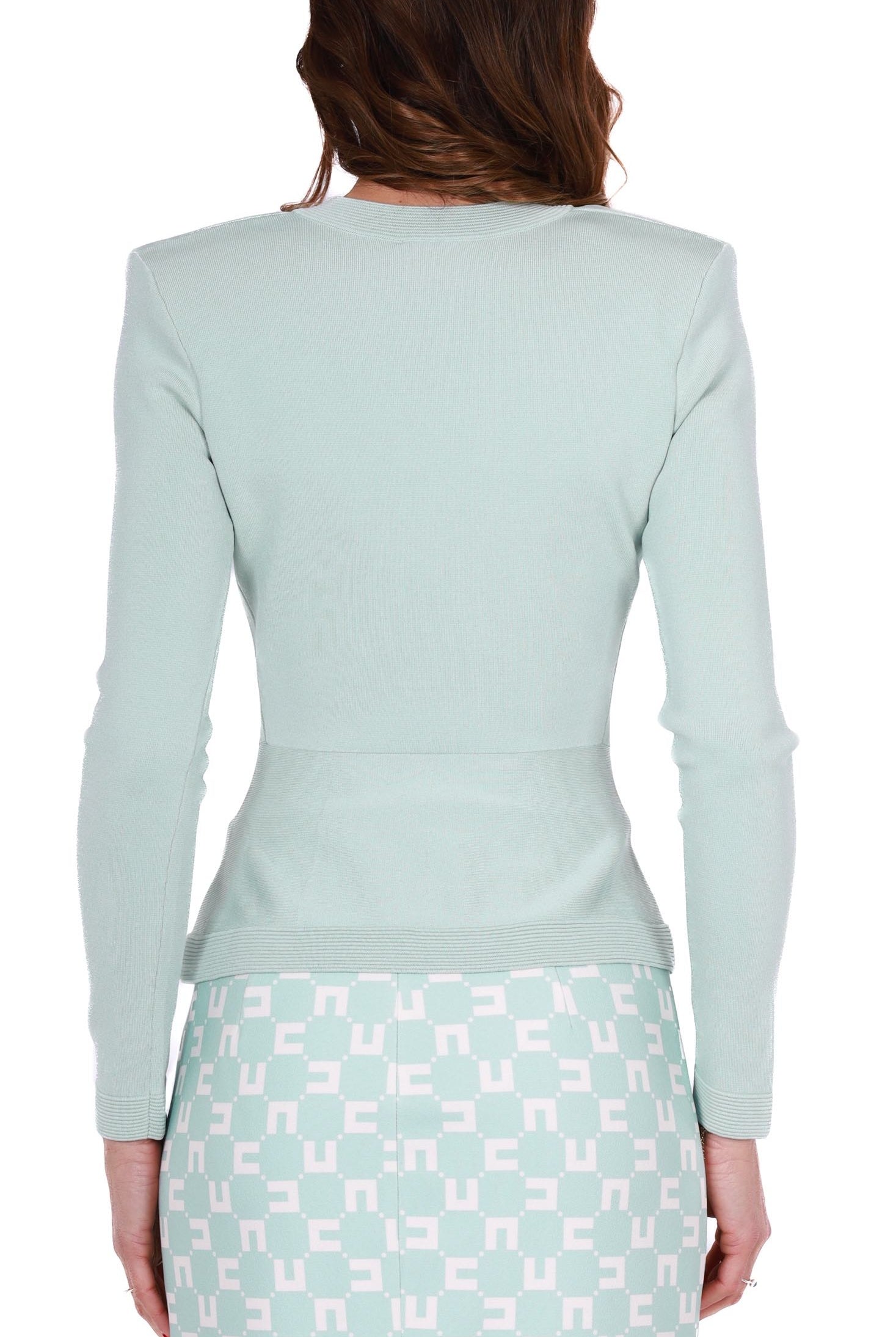 Elisabetta Franchi giacca in maglia di viscosa verde