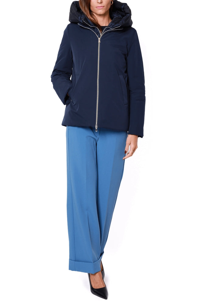 Emme Marella giacca invernale donna corta con cappuccio blu