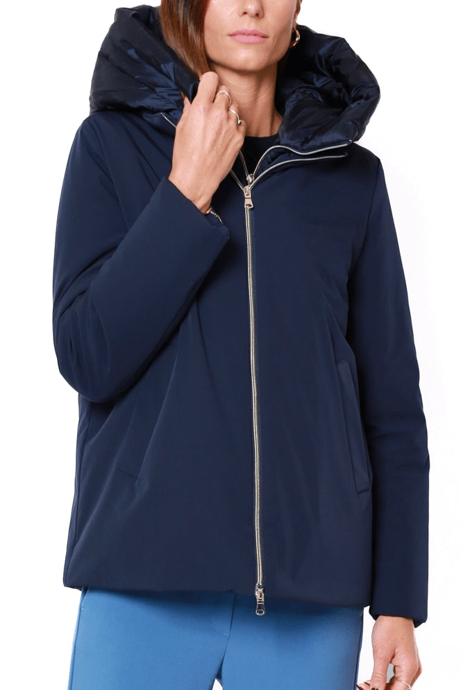 Emme Marella giacca invernale donna corta con cappuccio blu