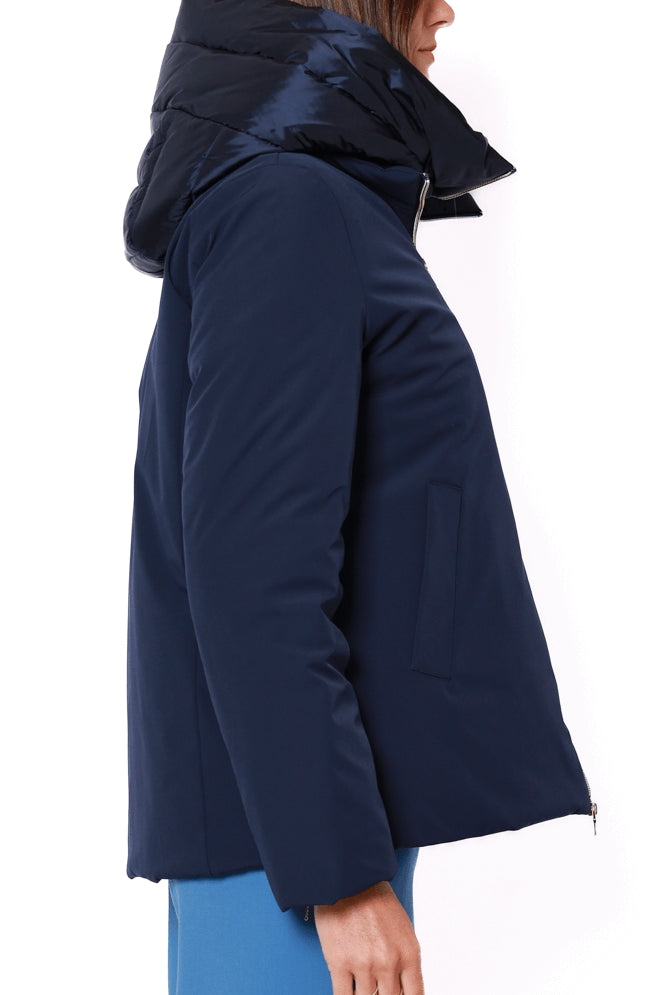 Emme Marella giacca invernale donna corta con cappuccio blu