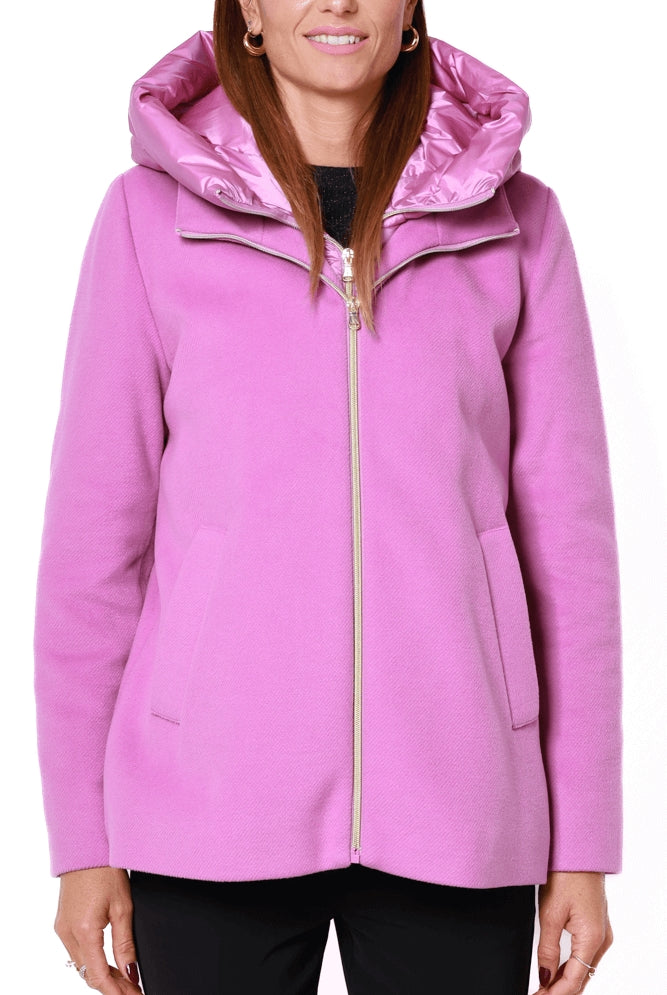 Emme Marella giacca invernale donna corta con cappuccio lilla